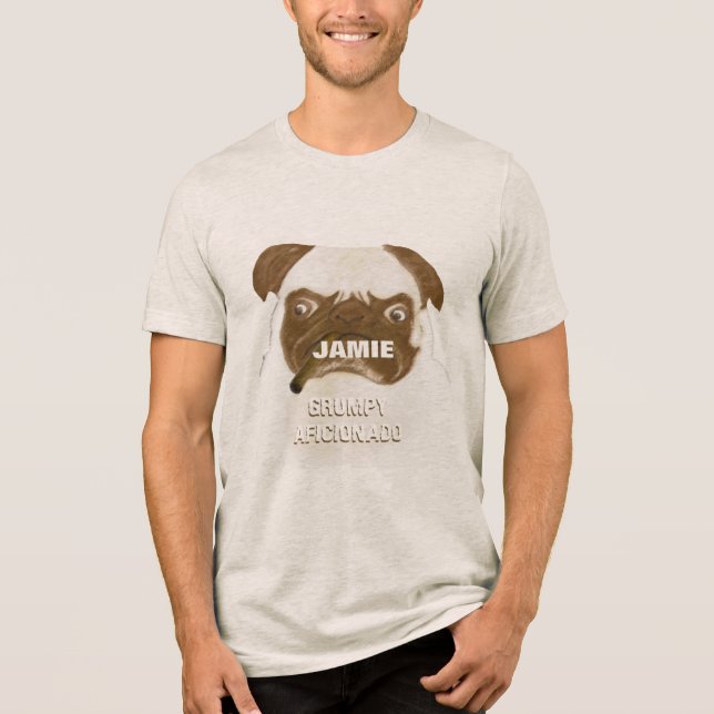 Cachorro Pug AFICIONADO Mal-humorado Personalizado (Frente)