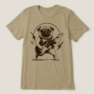 Cachorro Pug de Heavy Metal Rasgando Guitarra Elét