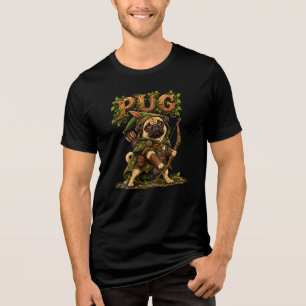 Cachorro Pug Engraçado Guerreiro Elfo de Madeira F