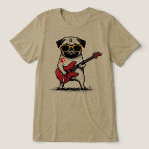 Cachorro Pug Estrela de Rock Tocando Guitarra Elét