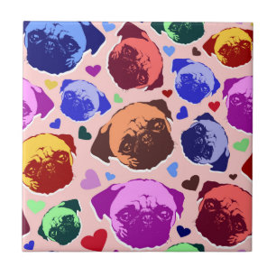 Cachorro Pug Filhote PopArt Estilo Retro