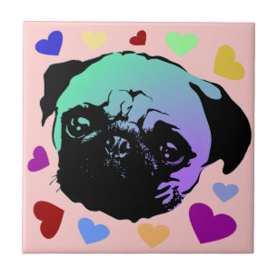 Cachorro Pug Filhote PopArt Estilo Retro