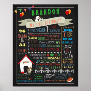 Cachorro Puppy Primeiro Aniversário Poster 16x20