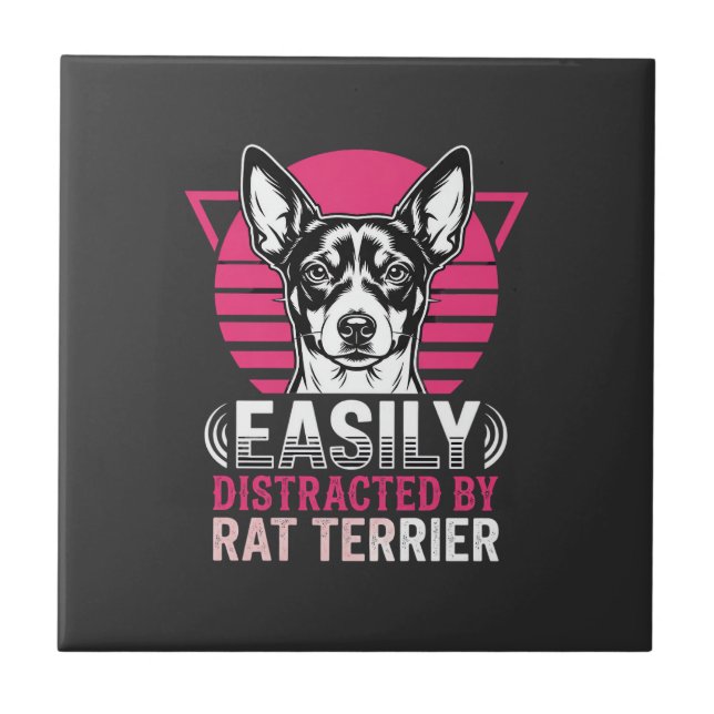 Cachorro Rat Terrier Fácilmente Distraído Retro (Frente)
