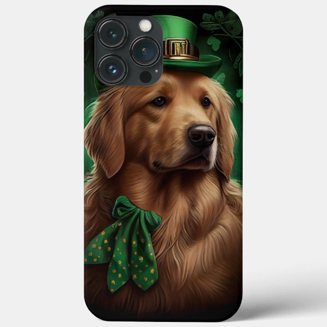 Cachorro Retriever Dourado no Dia de São Patrício (Verso)