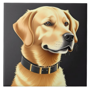 Cachorro Retriever Dourado Usando uma Coleira de C
