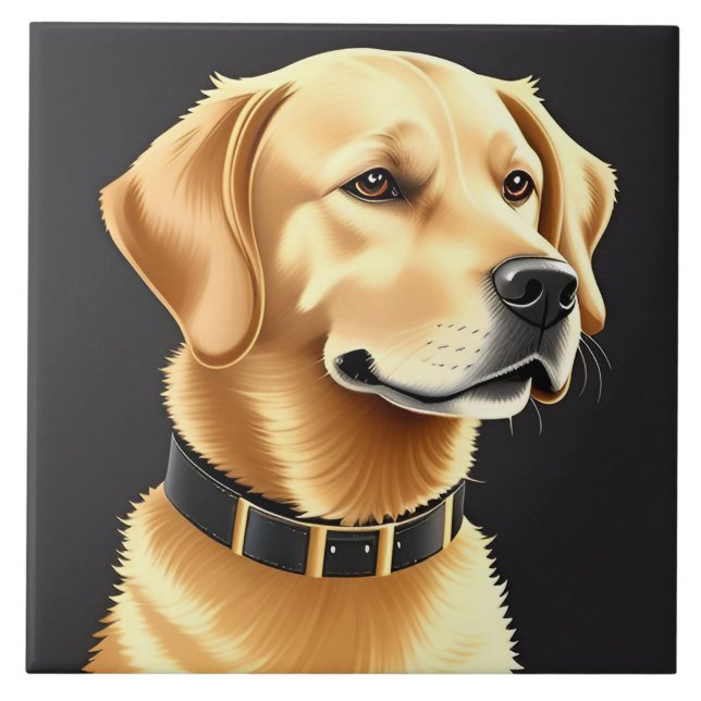 Cachorro Retriever Dourado Usando uma Coleira de C (Frente)