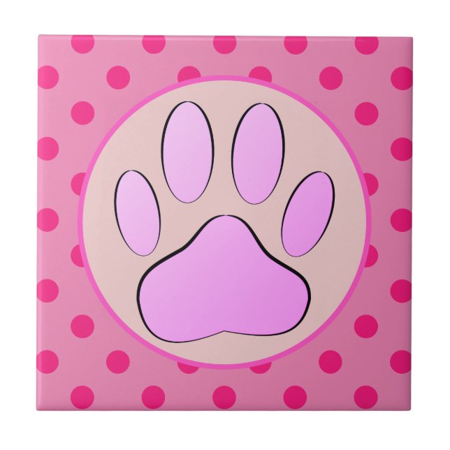 Cachorro Rosa Bebê Bolinhas de Pawprint  redondas (Frente)