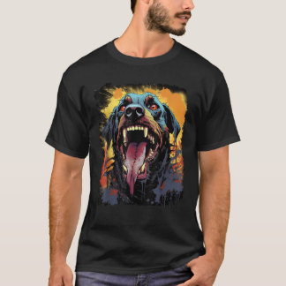 Cachorro Rottweiler Zombie Assustadora Camisa do D