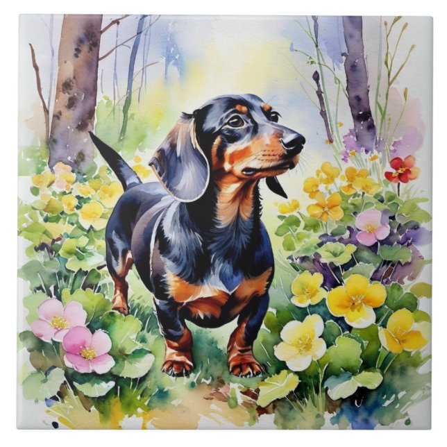 Cachorro Salsicha Bonito Primaveras Flores Primave (Frente)