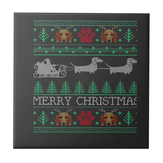 Cachorro Salsicha de Natal Dachshund Camiseta de N (Frente)