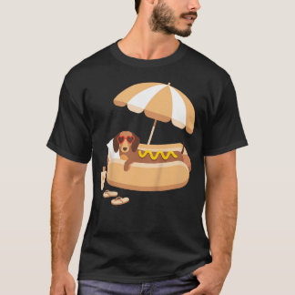 Cachorro Salsicha Engraçado Camisa de Verão Praia 