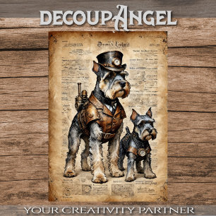 Cachorro Schnautzer Explorador Ephemera Decoupage