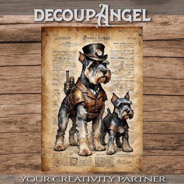 Cachorro Schnautzer Explorador Ephemera Decoupage (Criador carregado)