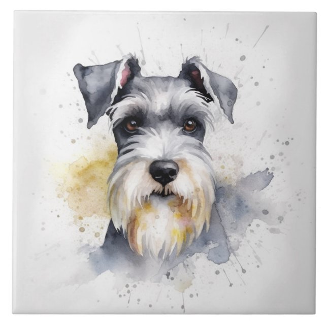 Cachorro Schnauzer, Aquarela (Frente)