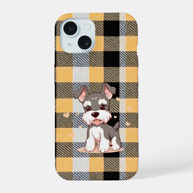 Cachorro Schnauzer Fofo Xadrez Amarelo (Verso)