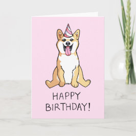 Cachorro Shiba Inu Desenhando Feliz Cartão de Aniv
