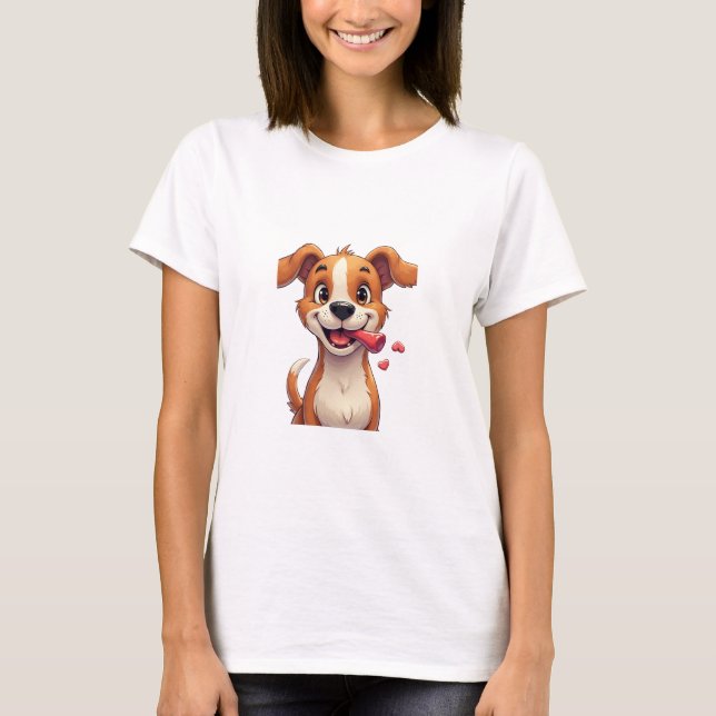 Cachorro sorrindo Camiseta de Mulher (Frente)