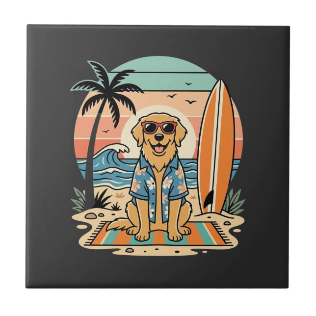 Cachorro Surfista Retro Praia Verão (Frente)