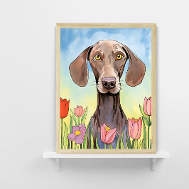 Cachorro Weimaraner com Poster de pintura de Tulip