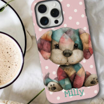 Cachorro Xadrez Fofo | Pontinhos Rosa Personalizad