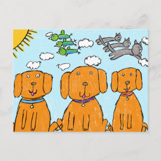 "Cachorros ao Sol" Cartão Postal Feliz