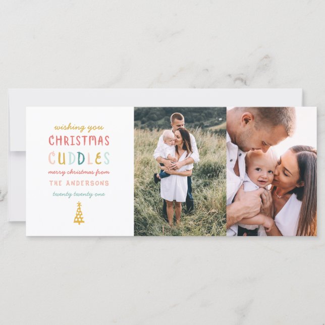 Cachorros de Natal dois cartões de férias da famíl (Frente)