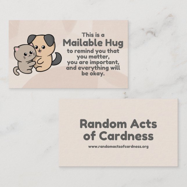 Cachorros e Cartões de inserção de abraços de gato (Frente/Verso)