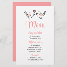 Cachorros, Pássaros Rosa, Pombos, Menu Casamento