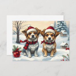 Cachorros pequenos no pré-disquete de inverno e ca