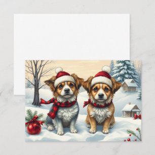 Cachorros pequenos no pré-disquete de inverno e ca
