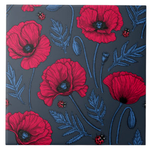 Cachorros vermelhos e joias em azul escuro