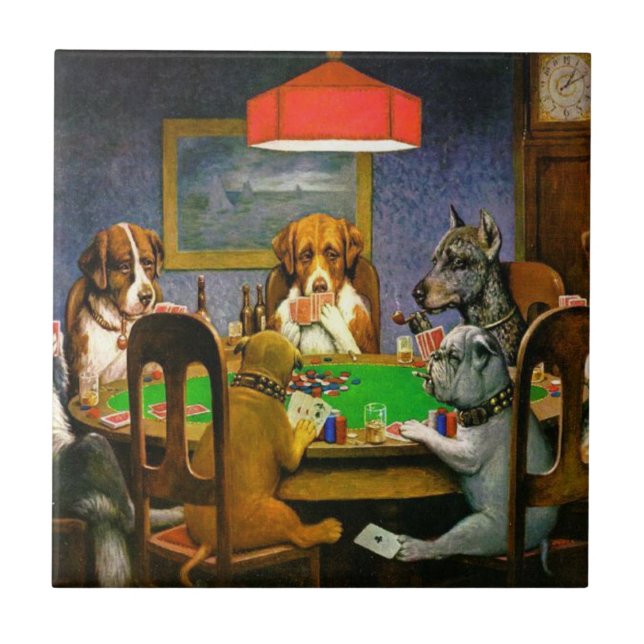 Cachorros Vintage Engraçados Jogando Poker  (Frente)