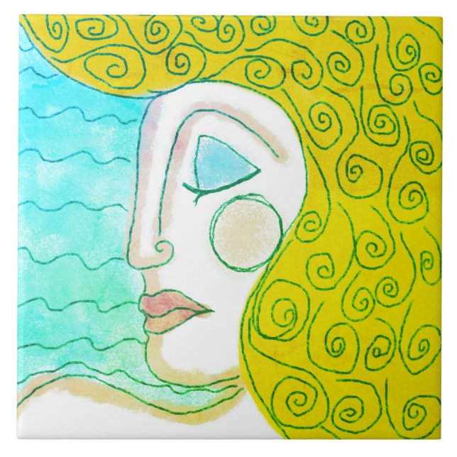 Cachos Loiros Pintura Digital Abstrata de uma Mulh (Frente)