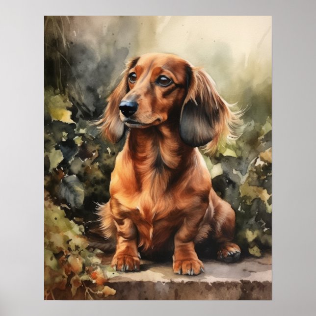 Cachshund Dog Art Impressão (Frente)