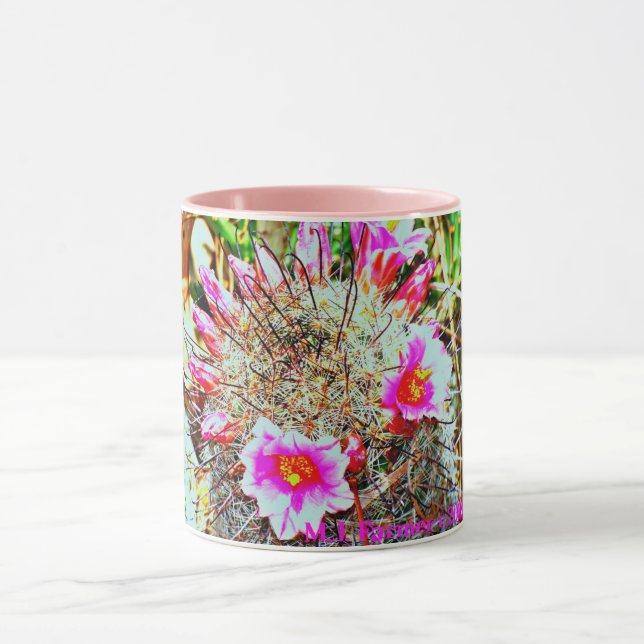 Cacto do Fishhook com a caneca cor-de-rosa das (Centro)