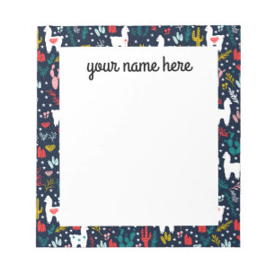 Cacto e bloco de notas personalizados da alpaca