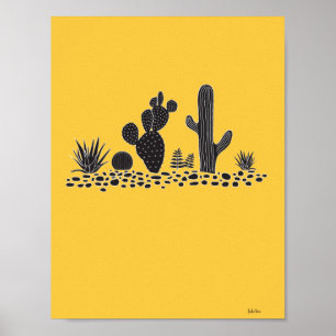 Cacto e poster amarelos dos Succulents