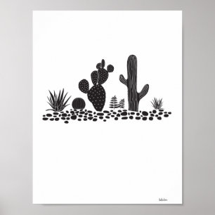 Cacto e poster pretos & brancos dos Succulents