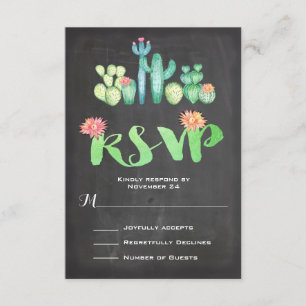 Cacto mexicano RSVP da aguarela do casamento