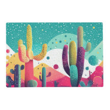 Cactos em cores vibrantes