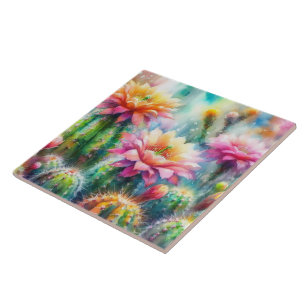 Cactos Suculentos de Flutuação de Aquarelas