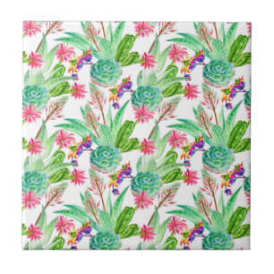 Cactus com aquarela brilhante e padrão de sucesso