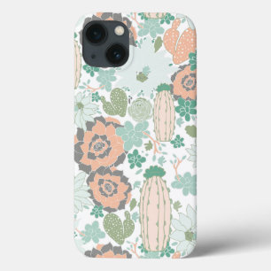 Cactus Cute Coral Mint Verde Branco Floral