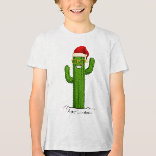 Cactus de Natal engraçado com Papai Noel e Óculos
