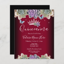 Cactus e Butterfly Elegante Quinceanera Invitation