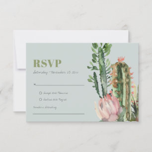 CÁCTUS FLORAIS CINZA ROSA FOLHAGEM Aquarela RSVP