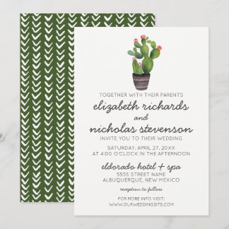 Cactus Floral Rosa - Convite de casamento