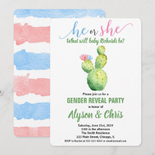 Cactus gender revela convite fiesta succult