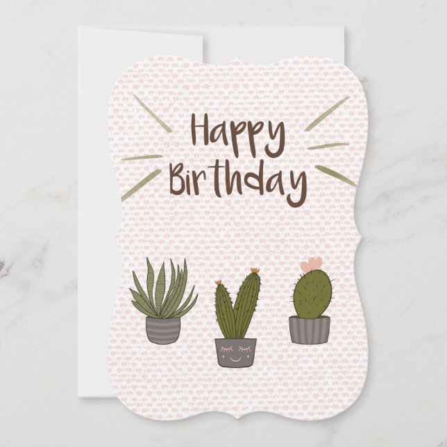 Cactus Happy Birthday Card (Frente)